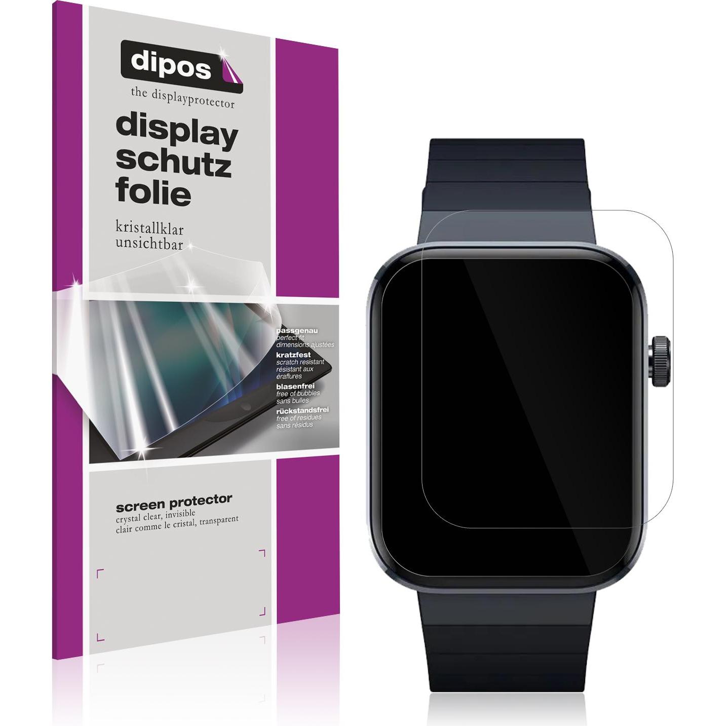 Dipos Displayschutzfolie Crystalclear, Smartwatch Schutzfolie, Transparent