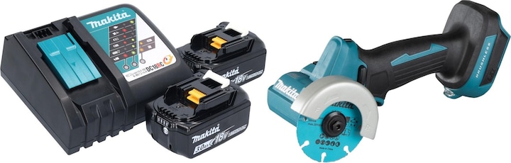 Productafbeelding Makita DMC 300 RF accu haakse slijper 18 V 76 mm borstelloos + 2x accu 3.0 Ah + lader (76 mm)