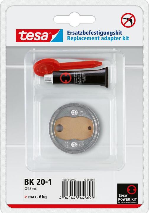 Produktbild tesa Power.Kit Befestigungsadapter BK20, selbstklebendes Ersatzteil, 41mm Durchmesser, 8mm Höhe
