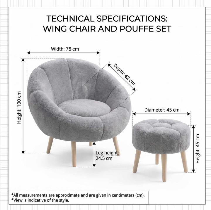 Produktbild Atelier del Sofa Lida Wing Chair & Pouffe Set (2 Pieces)