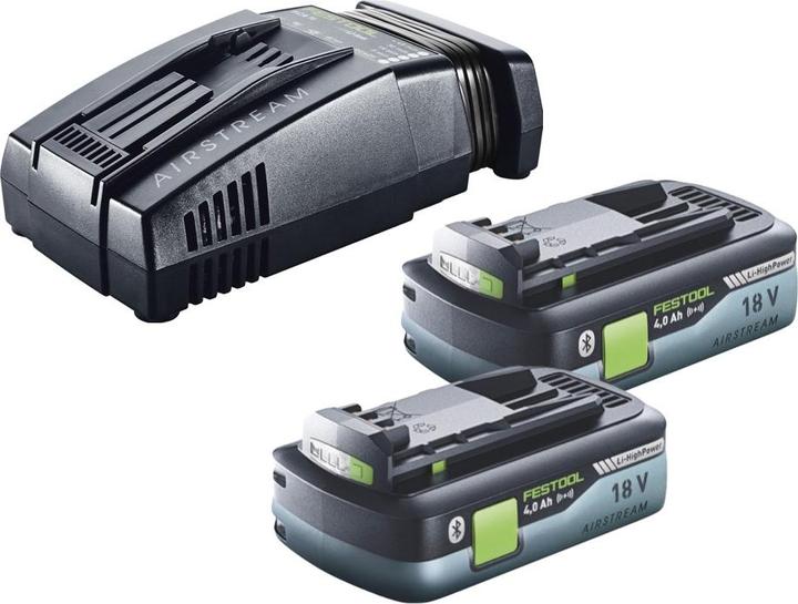 2x Festool BP 18 Li 4,0Ah HPC-ASI battery pack 18V 4,0Ah HighPower ( 205034 ) battery Bluetooth with Airstream, 1x Festool SCA 16 quick charger 10,8 V - 18 V ( 576953 )