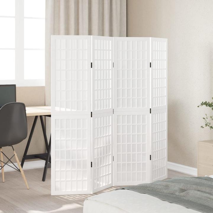 Image du produit vidaXL Séparation de pièce Paravent Paroi espagnole 4 pcs. blanc bois massif