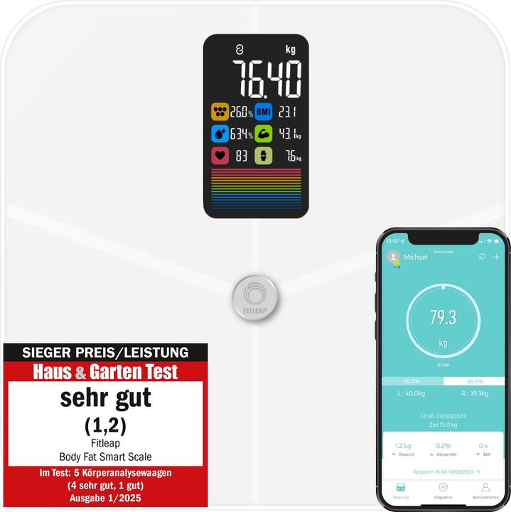 Produktbild Fitleap Digitale Körperfettwaage (180 kg)