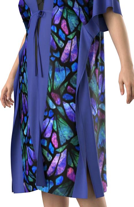 Produktbild Ulla Popken Midikleid, Schmetterlinge, V-Ausschnitt, Halbarm (42, 48)