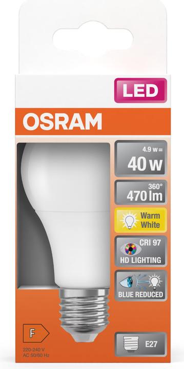 Image du produit Osram LED Classic Lampes Frosted (E27, 4.90 W, 470 lm, 1 x, F)