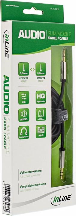 Produktbild InLine Slim Audio Klinke Kabel 3.5mm St/ST Stereo 3m (3 m, Cinch)