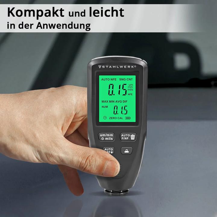 Image du produit Stahlwerk Mini testeur d'épaisseur de revêtement Testeur de peinture avec sonde double (Jauge d'épaisseur de revêtement)