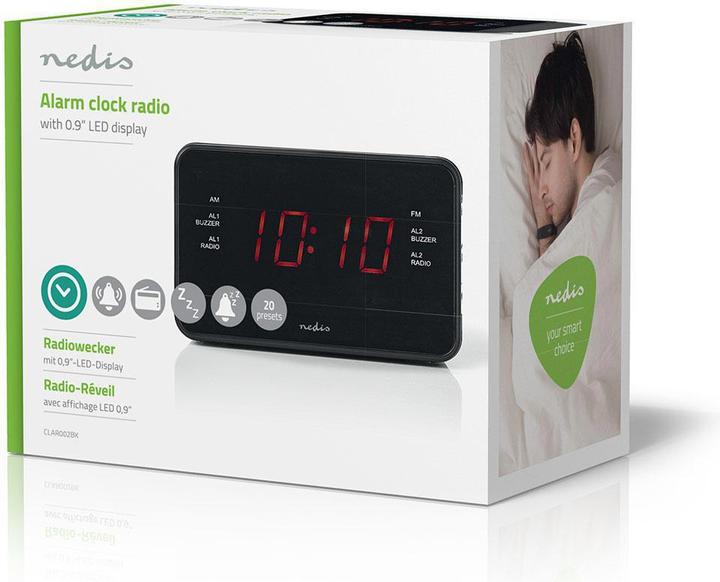 Image du produit Nedis Radio-réveil numérique avec écran LED (0,9 pouce) FM