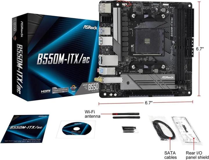 Actual product image AsRock B550M-ITX/ac (AM4, AMD B550, Mini-ITX)
