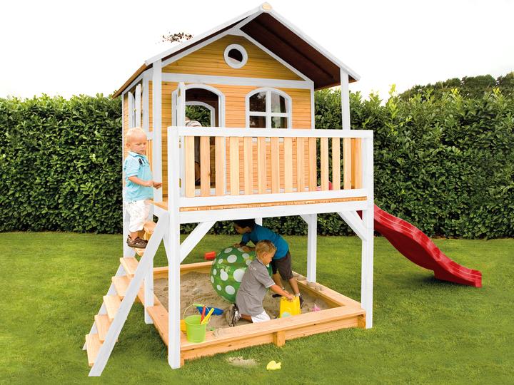 Actual product image Axi Marc Playhouse Brown / White with Red Slide