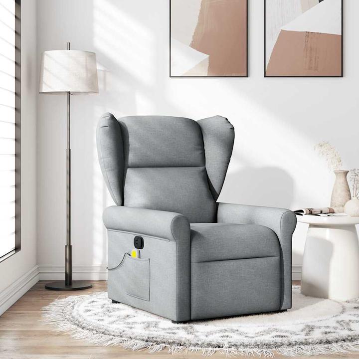 Immagine prodotto VidaXL Poltrona massaggiante in tessuto grigio chiaro poltrona TV massaggiante