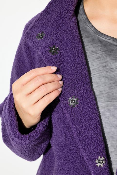 Produktbild Ulla Popken Teddy-Mantel, A-Linie, Stehkragen, Druckknöpfe (56)