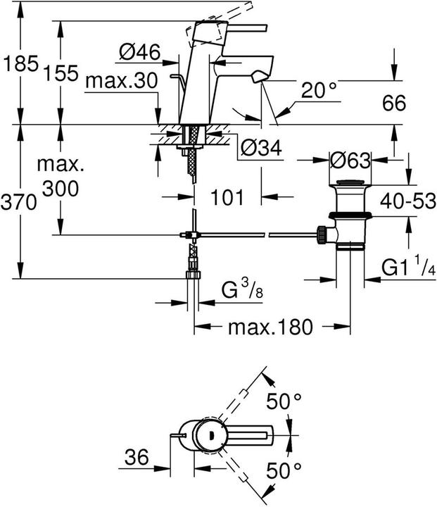 Productafbeelding Grohe Concetto ééngreeps wastafelmengkraan S-Maat