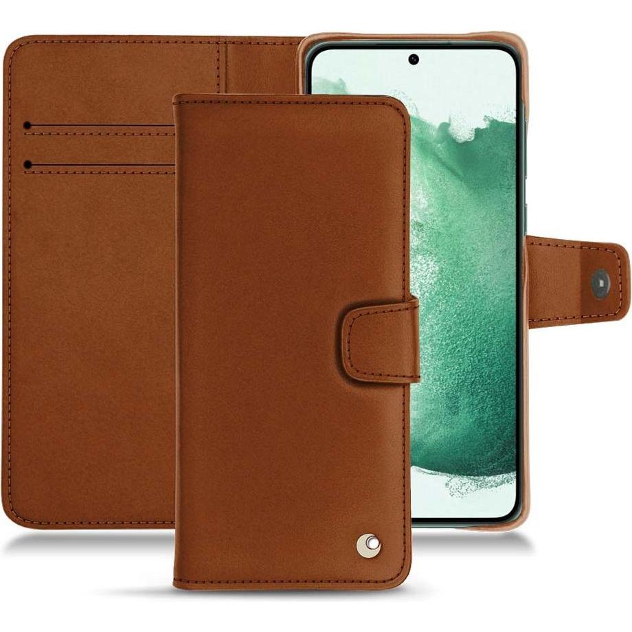 Noreve Lederschutzhülle Wallet (Samsung Galaxy S22+ 5G), Smartphone Hülle, Braun