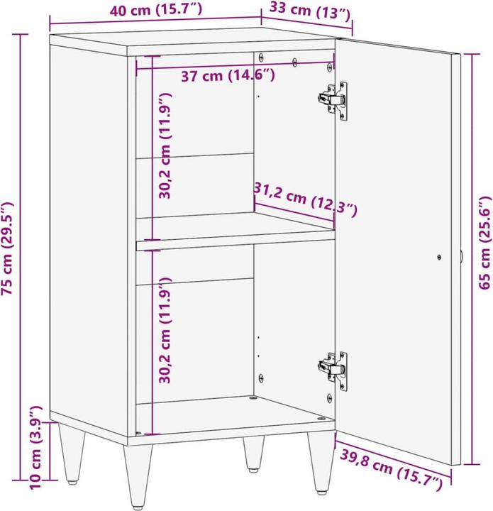 Image du produit vidaXL Beistellschrank (40 x 33 x 75 cm)