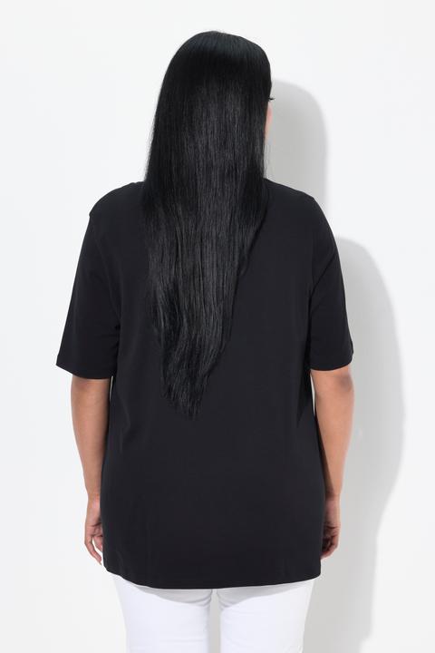 Immagine prodotto Ulla Popken T-shirt in cotone Pima con brillantini, scollo a V e mezze maniche (58)
