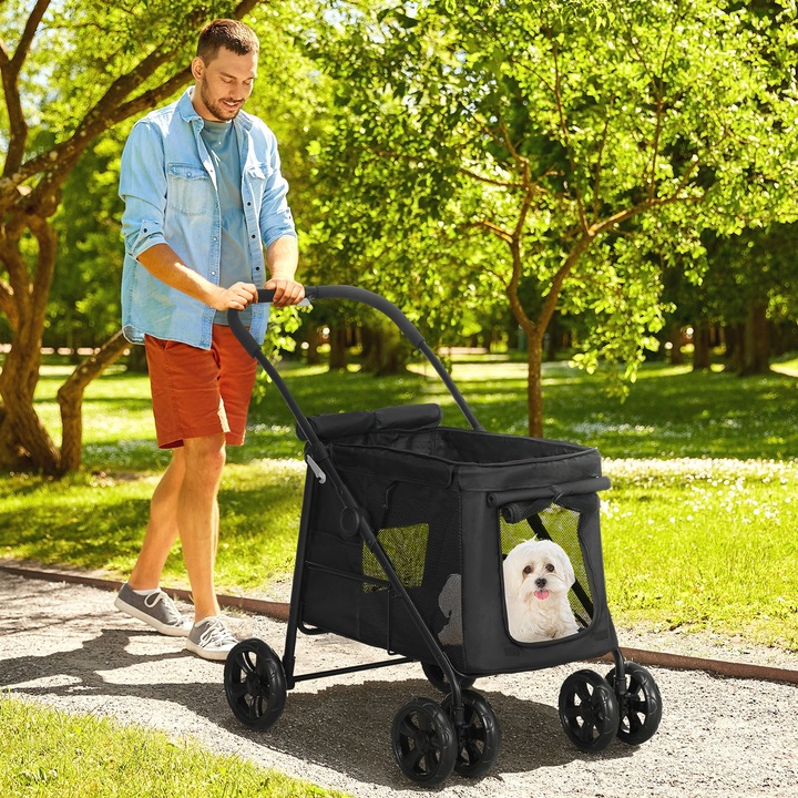 Immagine prodotto PawHut Carrello per cani con cuscino (Cane, Pieghevole)