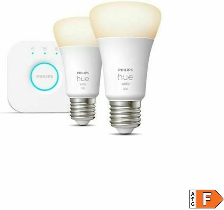 Image du produit Philips Hue White Starter Set (E27, 9.50 W, 1055 lm, 2 x, F)