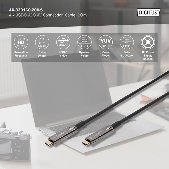 Produktbild Digitus 4K USB Typ - C AOC AV-Anschlusskabel (20 m, USB 3.0)