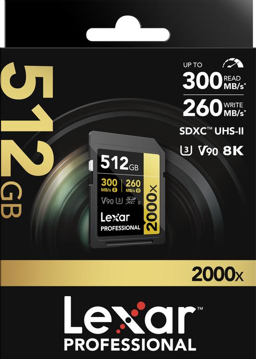 Produktbild Lexar Karta Professional 2000x SDXC 512 GB Class 10 UHS-II/U3 V90 (LSD2000512G-RNNNG) (512 GB, SDXC, U3, UHS-II)