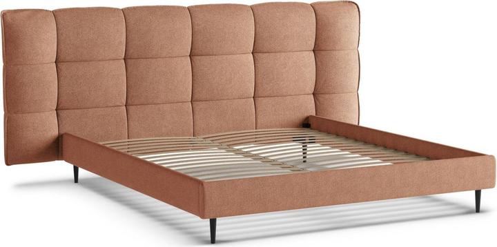 Actual product image Micadoni Boucle Storage Bed with Headboard, "Eric", Peach, 220x230x114 Made in Europe (140 x 200 cm)