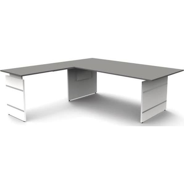 Kerkmann, Schreibtisch, Schreibtisch Form4 200 Wangen-Gestell 200x100x68-76cm / Anbau 120x80cm grafit