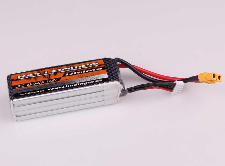 Actual product image Wellpower LIpo battery ULTIMA 2200 mAh / 14.8 Volt 4S 35/70C CH5/8 XT-60 (14.80 V, 2200 mAh)