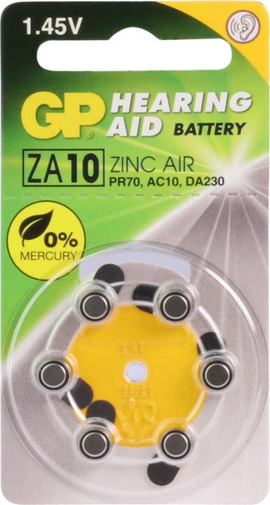 Actual product image GP Batteries GP button cell ZA10, 1.4V, 6 pcs. (6 pcs., PR70, 90 mAh)