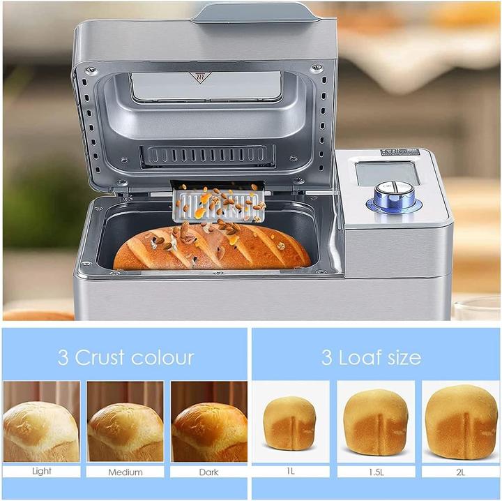 Produktbild Meykey Bread Maker with 25 Baking Programs 13Hour Timer Stainless Steel 550 W