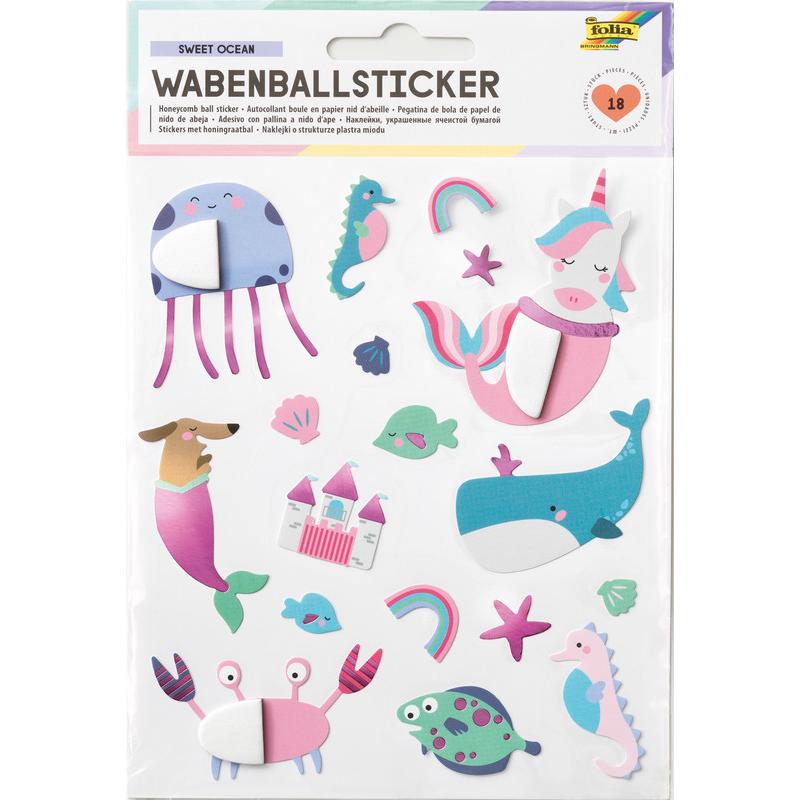 Folia Wabenball Sticker SWEET OCEAN, 18 Stück (37277430)