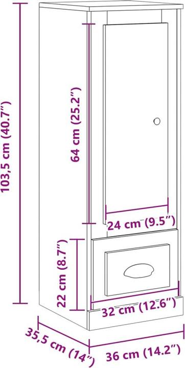 Produktbild vidaXL Highboard (36 x 35.50 x 103.50 cm)