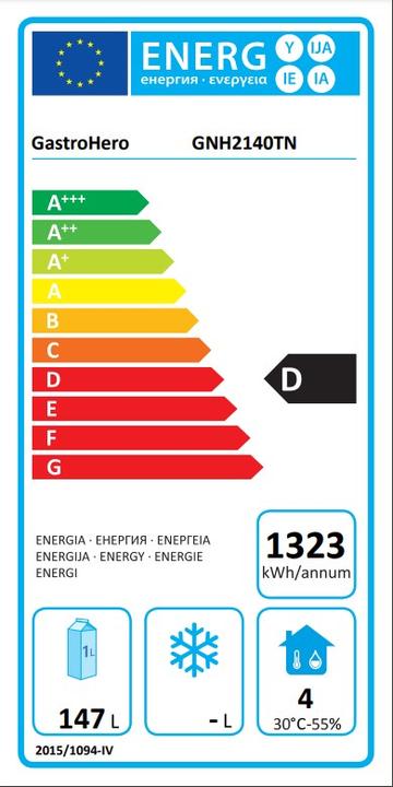 Energie-Label Gastro Hero Kühltisch ECO / - / (400 l)