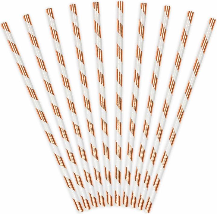 Actual product image Partydeco Striped Straws Rose Gold (10 x)