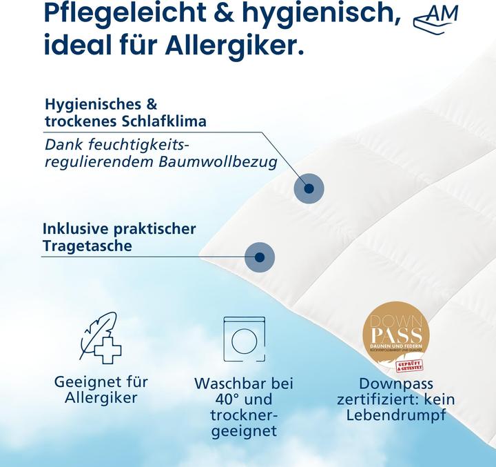 Actual product image DormiGood Premium Daunendecke, 100% Daunen (250 g, 155 x 220 cm)