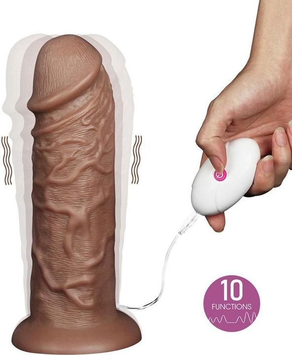 Productafbeelding Lovetoy Love Toy - Realistische mollige vibrerende dildo 27 cm - Bruin