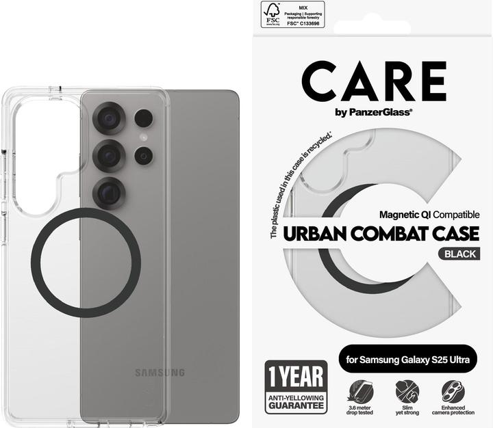 Produktbild PanzerGlass CARE by ® Flagship Case Transparent Urban Combat m. Schwarz Qi Compatible Samsung Galaxy (Samsung Galaxy S25 Ultra)