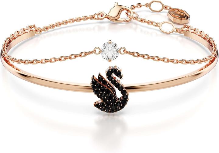 Swarovski Iconic Swan Bangle Swan Black Rose Gold (Swarovski Metal)
