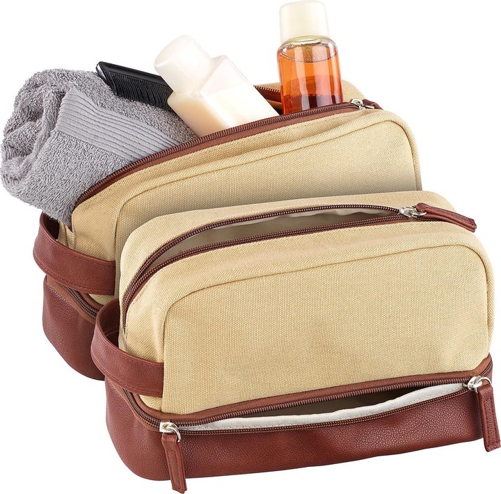 Actual product image Xcase Set of 2 spacious canvas toiletry bag with 2 separate compartments