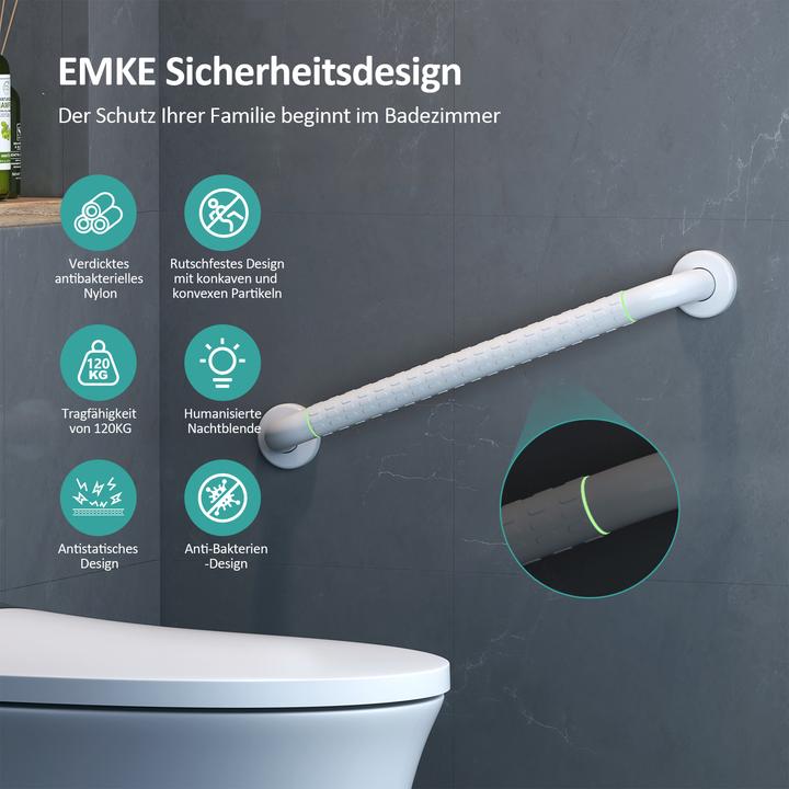 Produktbild Emke Badezimmer-Haltegriff Rutschfest Duschgriff, Bad oder Badewanne, 50cm, Weiss