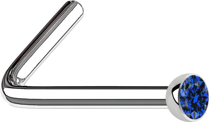 Immagine prodotto Star Piercing Borchia nasale angolata in argento con cristallo blu (senza ottone, Acciaio chirurgico 316L)