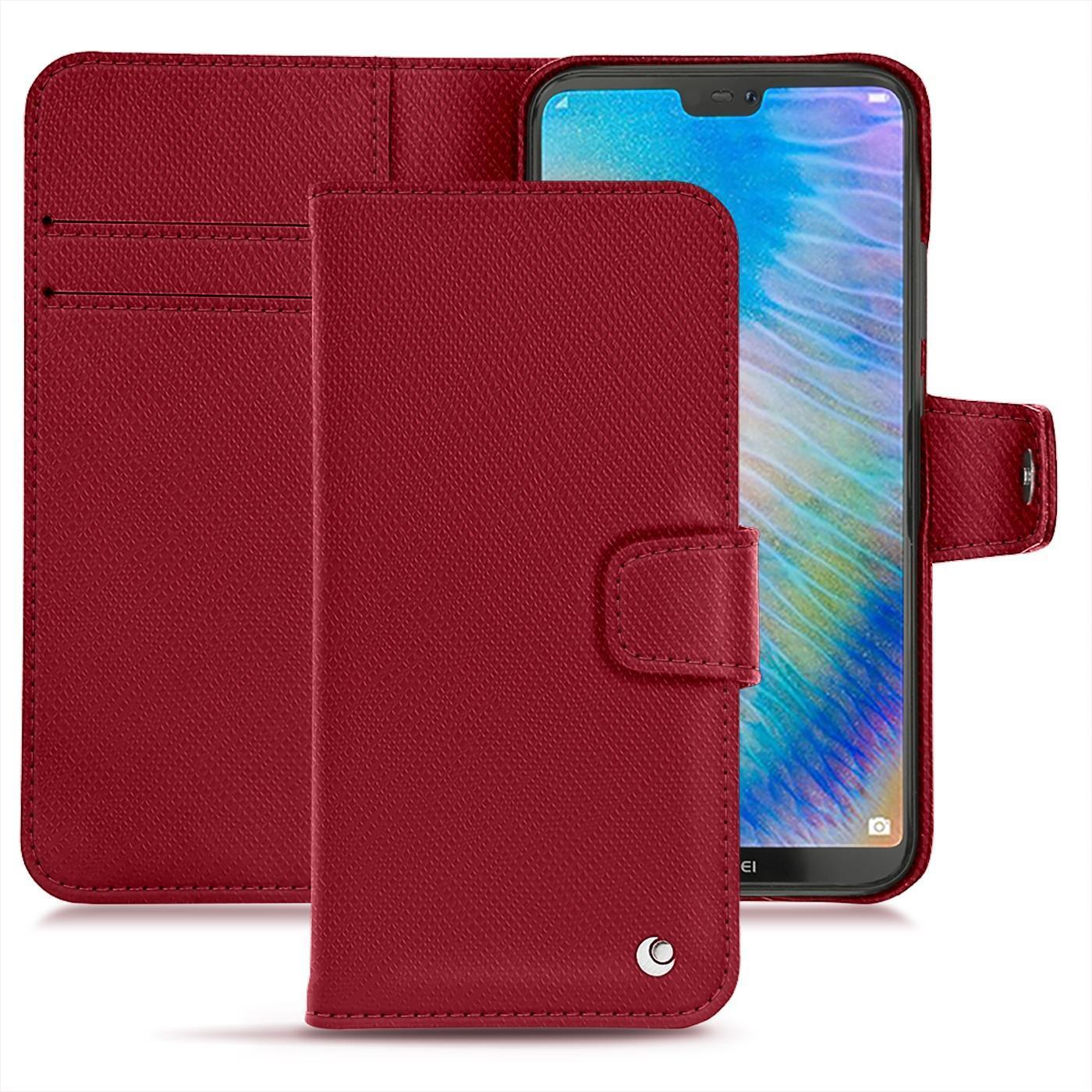 Noreve Lederschutzhülle Wallet (Huawei P20 Lite), Smartphone Hülle, Rot