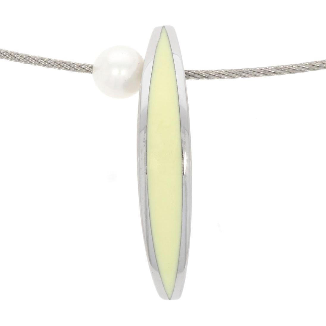 Xen, Halsschmuck, Atelier Collier gelb mit Süsswasserzuchtperle 45 cm, (Edelstahl, 45 cm)