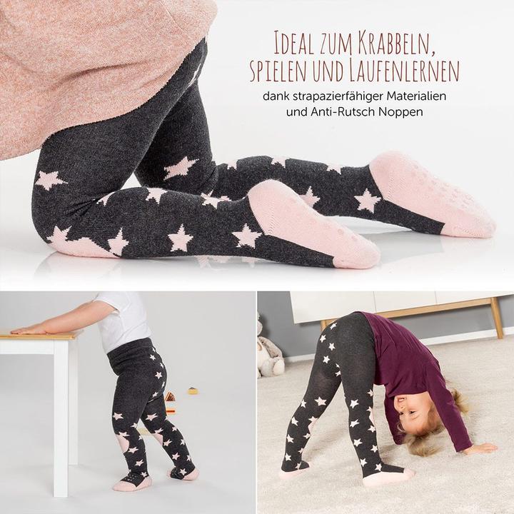 Produktbild La Loona LaLoona Baby-Strumpfhosen Krabbel-Strumpfhose 2er Pack - Sterne Rosa + Streifen (74/80)
