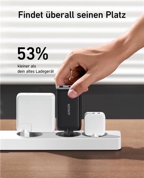 Actual product image Anker 2 x USB-C, 1 x USB-A Power Port III Charger 65W Black (65 W)