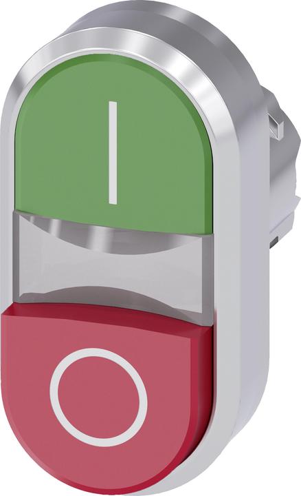 Actual product image Siemens SIRIUS ACT double pushbutton front element metal, high gloss, red/green