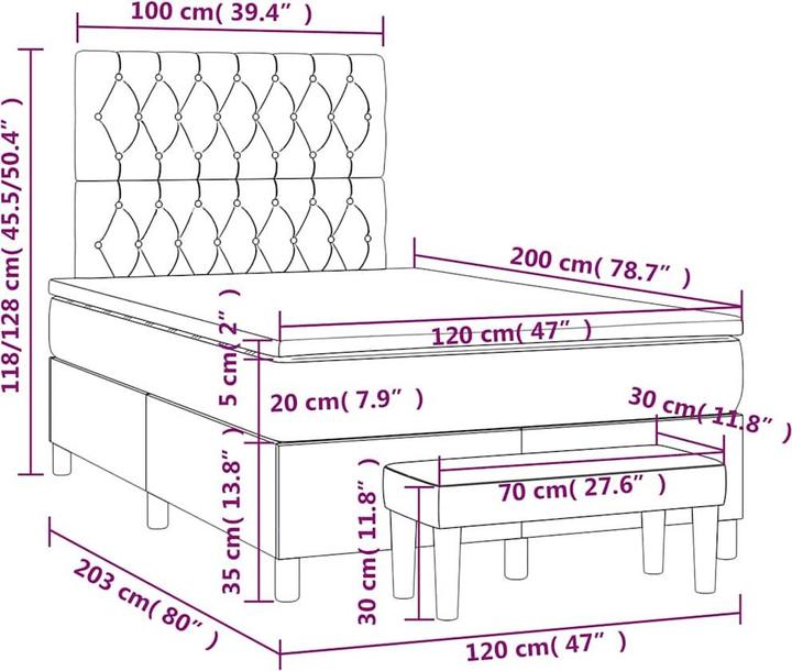 Image du produit vidaXL Boxspringbett (120 x 200 cm)