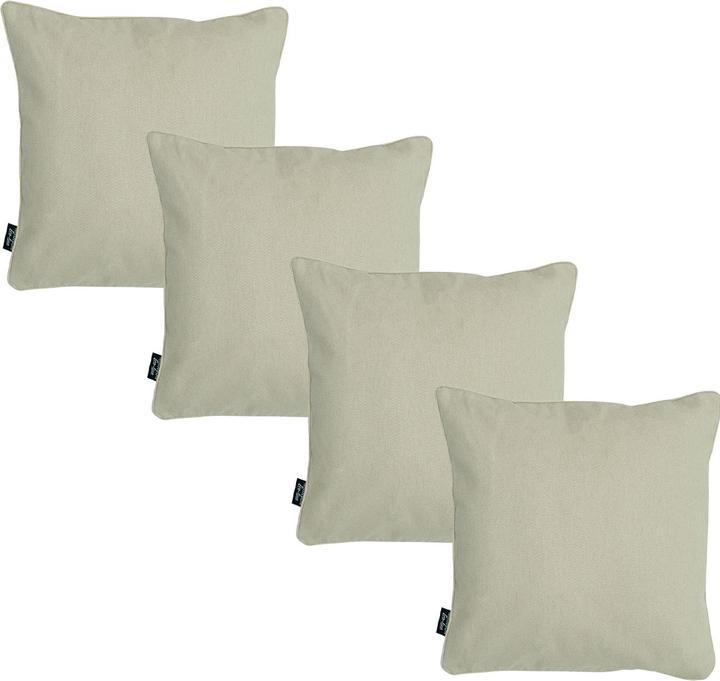 Madison 4er-Set Deko-Kissen wasserabwesend, bequemes Outdoorkissen, beige, 50 x 50 x 10 cm (50 x 50 x 10 cm)