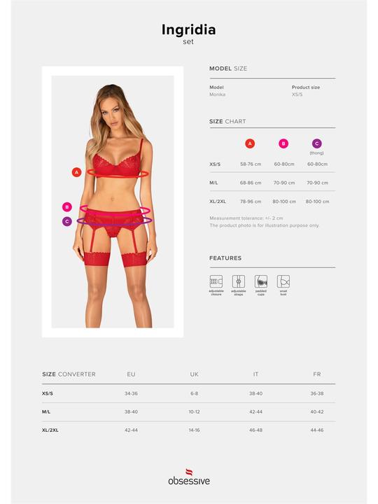 Image du produit Obsessive - Bas Ingridia - Rouge (L, M)