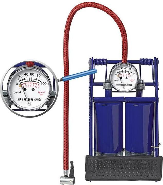 Produktbild ProPlus Fusspumpe Doppelzylinder mit Manometer