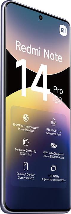 Actual product image Xiaomi Redmi Note 14 Pro 5G (512 GB, Lavender Purple, 6.67", Dual SIM, 5G)